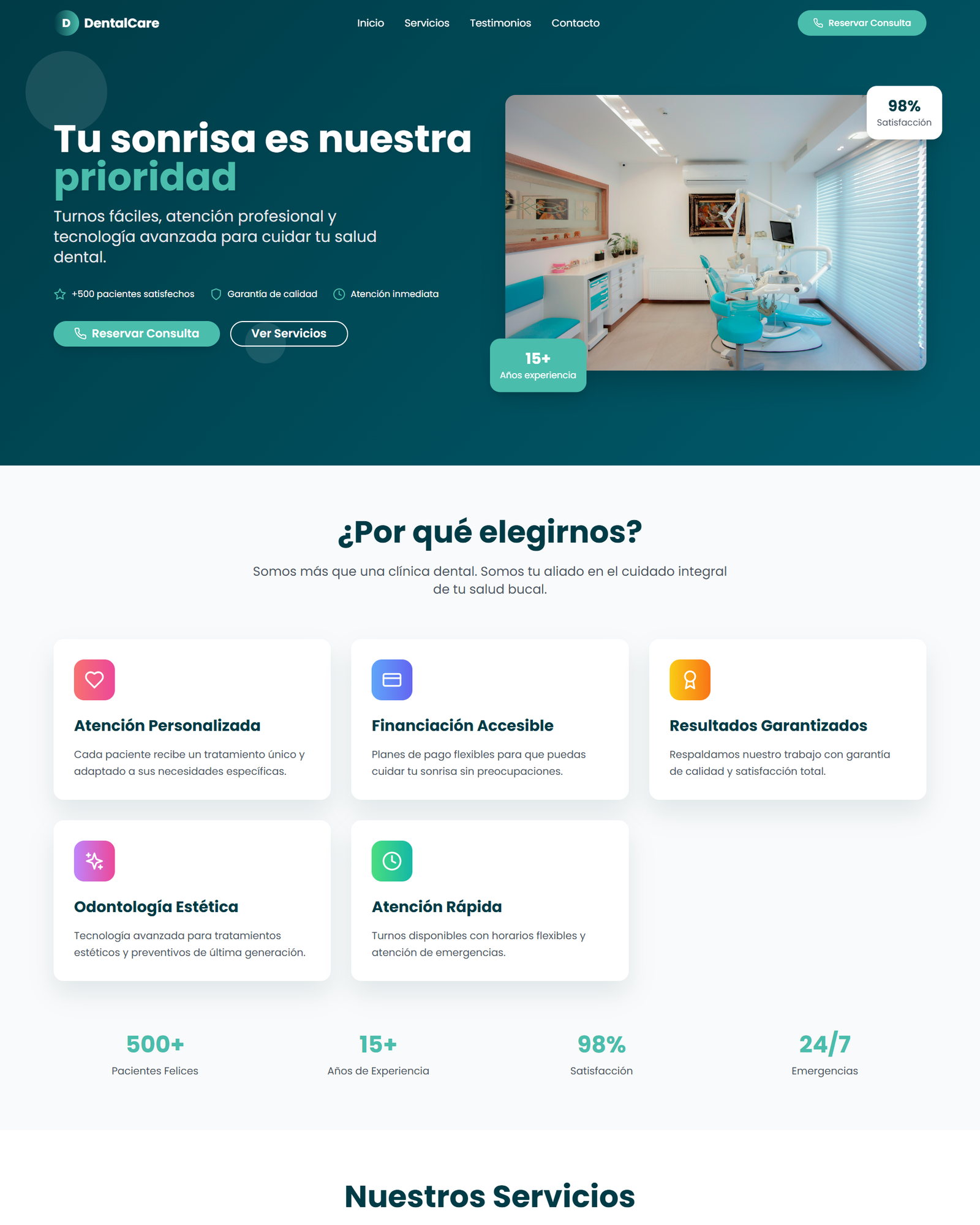 Mockup landing page para Clínica / Salud